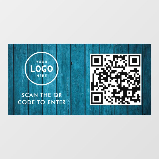 Access Control | QR Code Business Logo Entry Blue  Window Cling (Sheet)