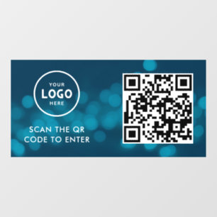 Access Control QR Code Business Logo Entry Blue Window Cling