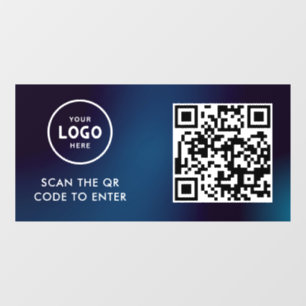 Access Control QR Code Business Logo Entry Blue Window Cling