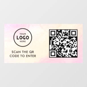 Access Control QR Code Business Logo Entry Blue Window Cling