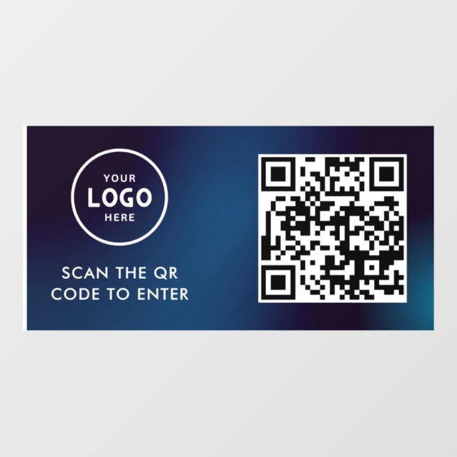 Access Control | QR Code Business Logo Entry Blue  Window Cling (Sheet)
