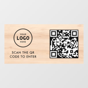 Access Control QR Code Business Logo Entry Blue Window Cling