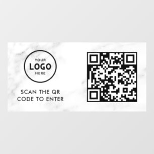 Access Control QR Code Business Logo Entry Blue Window Cling