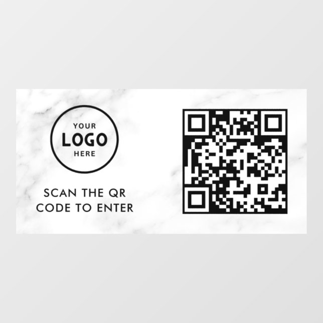 Access Control | QR Code Business Logo Entry Blue  Window Cling (Sheet)
