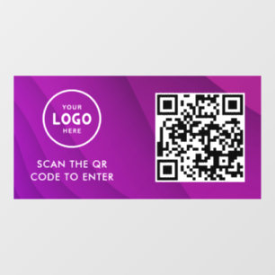 Access Control QR Code Business Logo Entry Blue Window Cling