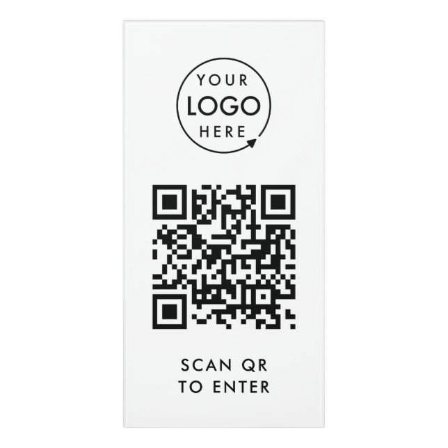 Access Control | QR Code Business Logo Entry Door Sign (Classic Front Vert)