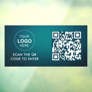 Access Control QR Code Business Logo Entry Window Cling