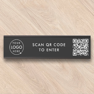 Access Control QR Code Door Lock Security Black Door Sign