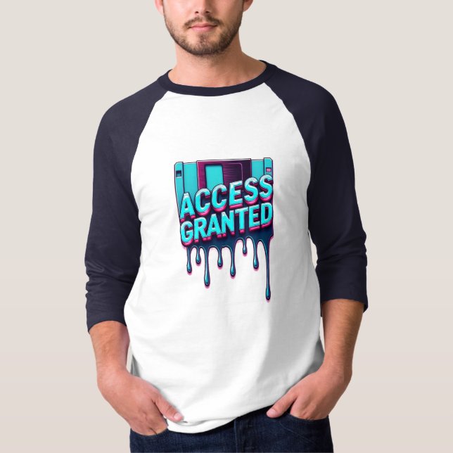 Access Granted | Retro Hacker Floppy Disk Graphic T-Shirt (Front)