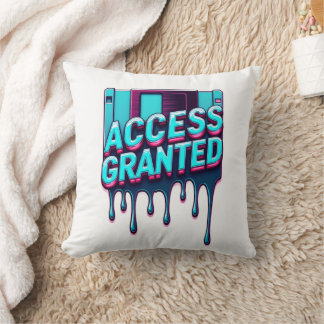 Access Granted | Retro Hacker Floppy Disk Graphic Throw Pillow