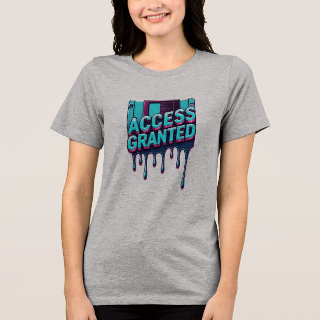 Access Granted | Retro Hacker Floppy Disk Graphic Tri-Blend Shirt (Front)