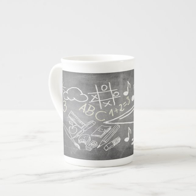 Accessories for enrollment in chalkboard style bone china mug (Front Left)