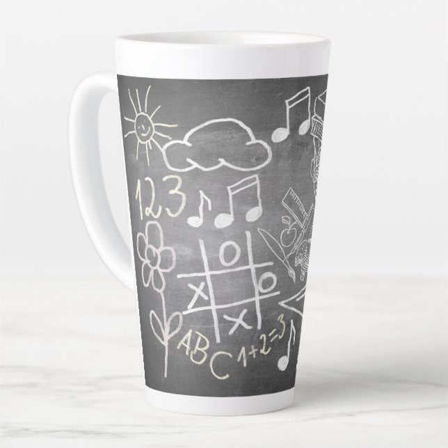 Accessories for enrollment in chalkboard style latte mug (Left Angle)
