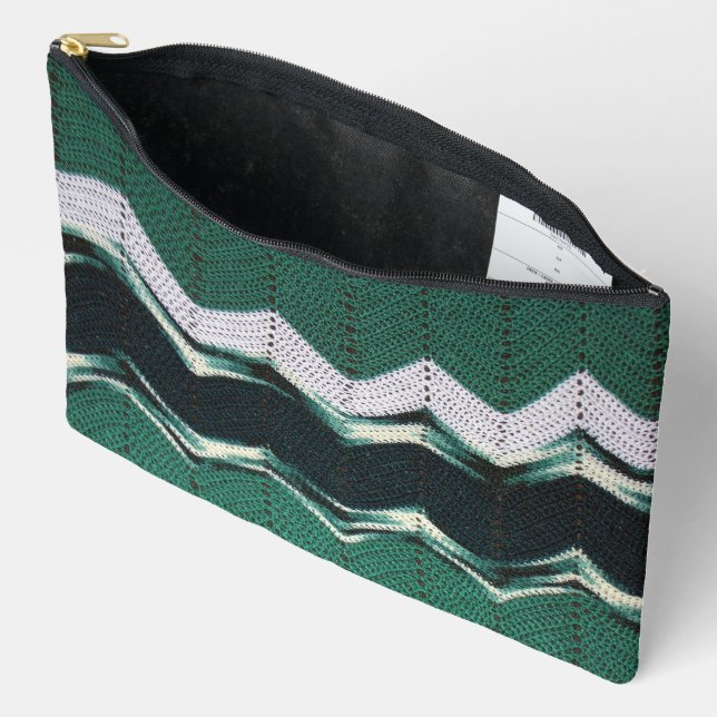 Accessory Pouch - Green Ripple Pattern (Open)