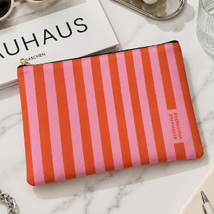 Accessory Pouch   Preppy Bold Stripe Coral Pink