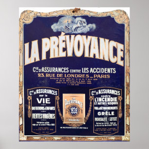 Accident Insurance, vintage French Poster. Poster