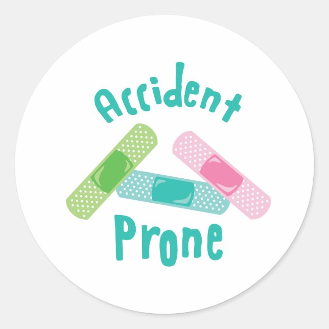 Accident Prone Classic Round Sticker (Front)