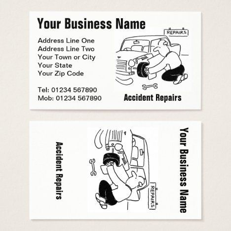 Accident Repairs Cartoon Business Card