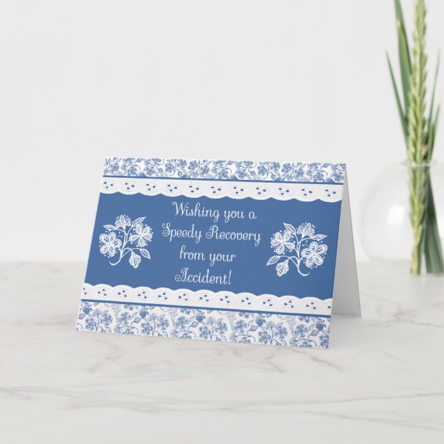 Accident Speedy Recovery Floral Faux Lace Card (Front)