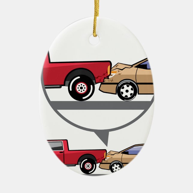 Accident Truck and Wagon Suv Wreck Ceramic Ornament (Front)