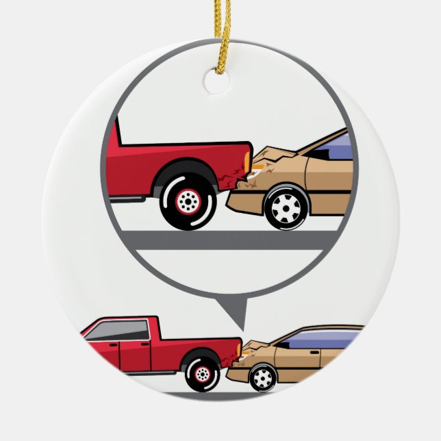 Accident Truck and Wagon Suv Wreck Ceramic Ornament (Front)