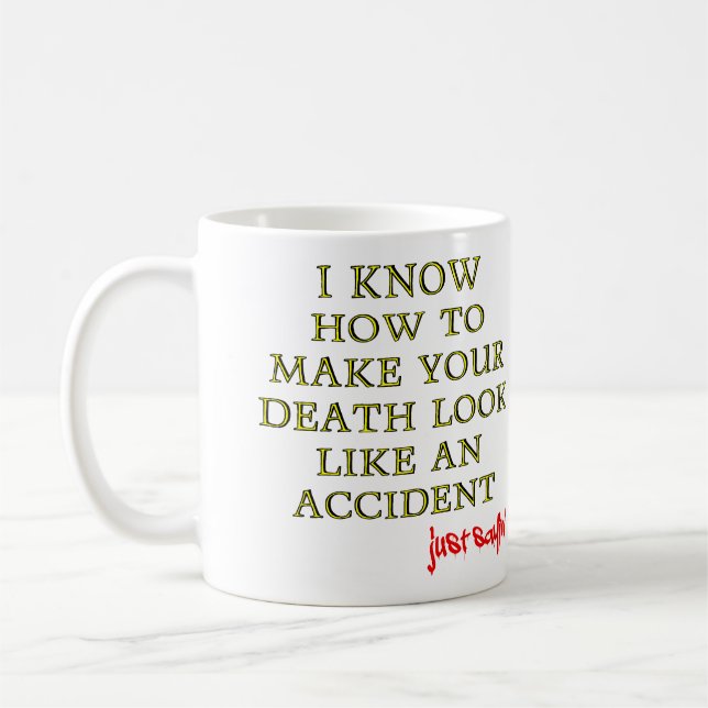 Accidental Death Funny Mug or Travel Mug (Left)