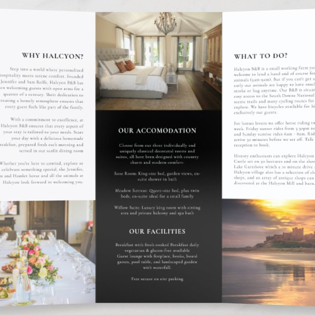 Accommodation photo template black white marketing brochure (Inside Middle)
