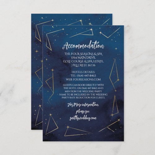 Accommodation Wedding Star Signs Navy Cards 