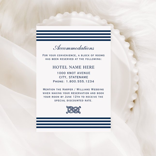 Accommodations Nautical Navy Striped Enclosure Card (Creator Uploaded)