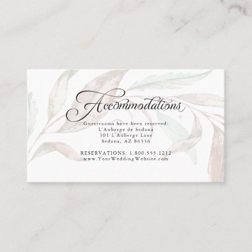 Accommodations   Sheer Watercolor Wispy Foliage Business Card