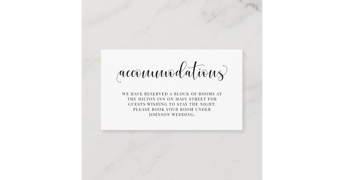 Accommodations Wedding Invitation Insert Card | Zazzle