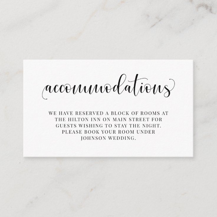 Accommodations Wedding Invitation Insert Card Zazzle 5661