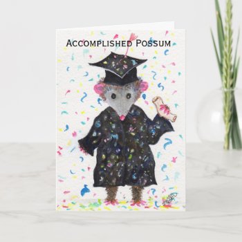 Accomplished Possum Graduation Card  Opossm Art Card by sharonfosterart at Zazzle