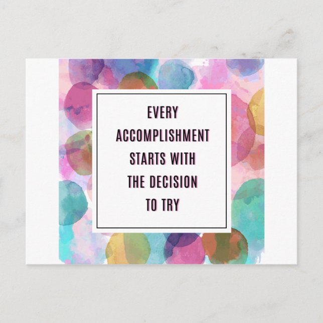 Accomplishment Inspirational Quote Postcard (Front)