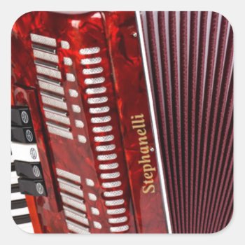 Accordian Musical Instrument Square Sticker by Bubbleprint at Zazzle