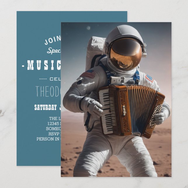 accordion astronaut invitation (Front/Back)