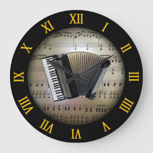 Accordion ~ Background “The Musical Planet” * ~ Large Clock