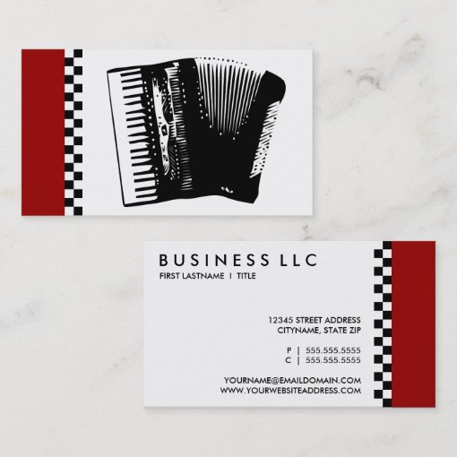 accordion. business card Zazzle