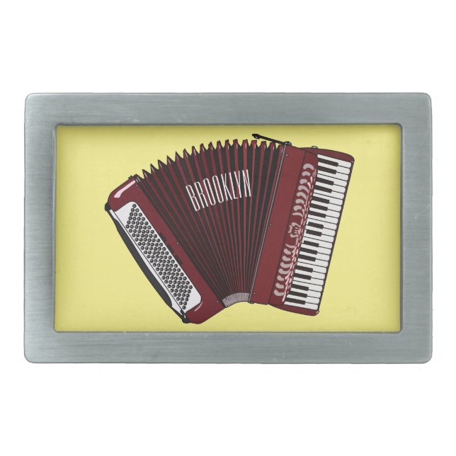 Accordion cartoon illustration belt buckle (Front)