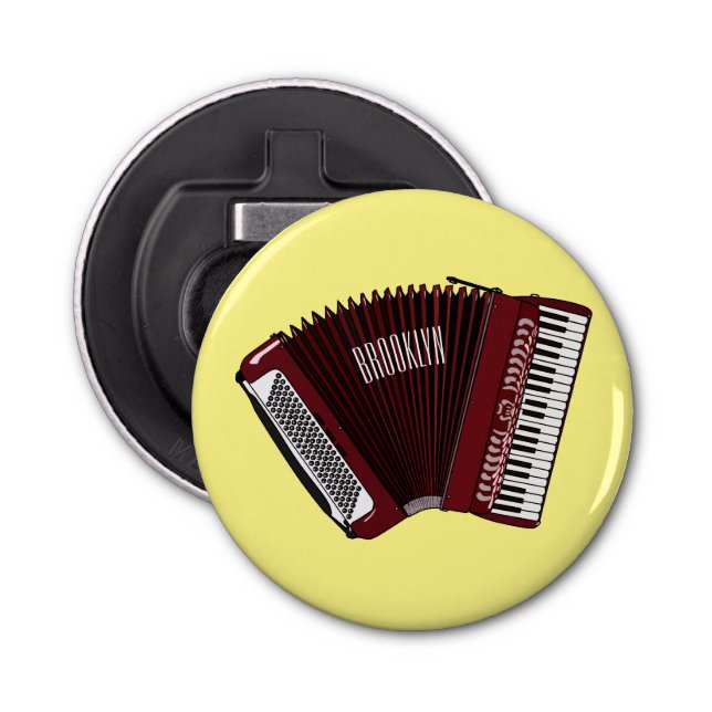 Accordion cartoon illustration bottle opener (Front)