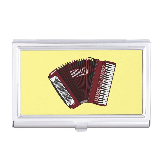 Accordion cartoon illustration business card case (Front)
