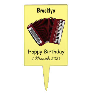 Accordion cartoon illustration cake topper