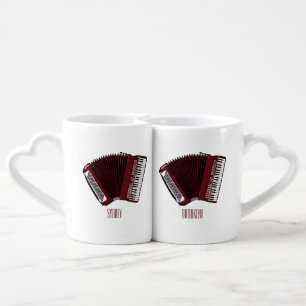 Accordion cartoon illustration coffee mug set