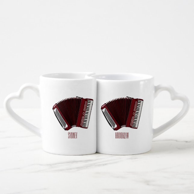 Accordion cartoon illustration coffee mug set (Back Nesting)