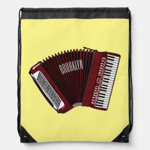 Accordion cartoon illustration drawstring bag
