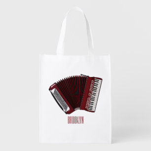 Accordion cartoon illustration grocery bag