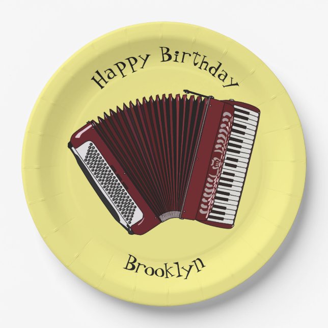 Accordion cartoon illustration paper plates (Front)