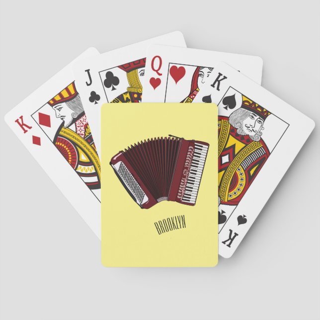 Accordion cartoon illustration poker cards (Back)