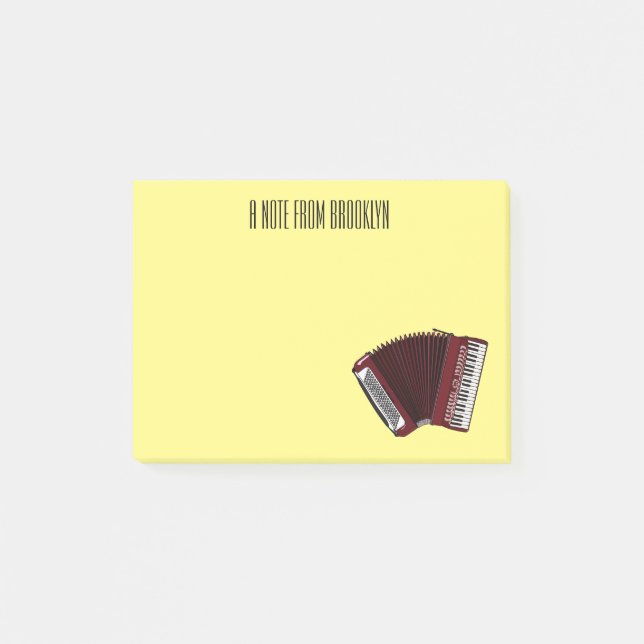 Accordion cartoon illustration post-it notes (Front)
