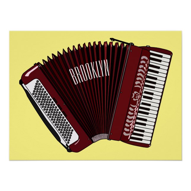 Accordion cartoon illustration poster (Front)